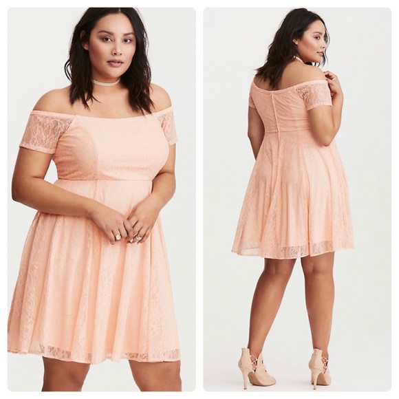 torrid Dresses & Skirts - Torrid Plus Lace Off Shoulder Blush Pink 20